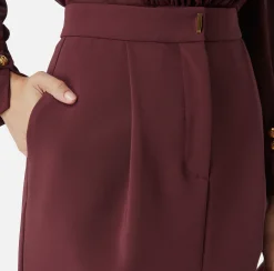 Elisabetta Franchi Skirts|Midi skirt in stretch crêpe fabric with darts RougeNoir