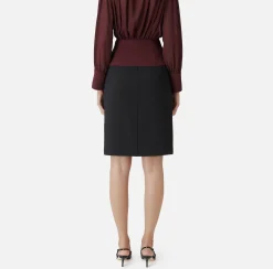 Elisabetta Franchi Skirts|Midi skirt in stretch crêpe fabric with darts Black