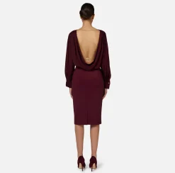 Elisabetta Franchi Tailleur|Skirts|Midi skirt in stretch crêpe fabric with horsebit RougeNoir