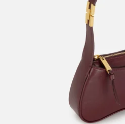 Elisabetta Franchi Shoulder Bags|Mini hobo bag in shiny Nappa leather RougeNoir
