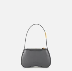 Elisabetta Franchi Shoulder Bags|Mini hobo bag in shiny Nappa leather Steel