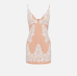 Elisabetta Franchi Mini Dresses|Dresses|Mini-dress in cool wool with lace PeachRose