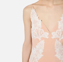 Elisabetta Franchi Mini Dresses|Dresses|Mini-dress in cool wool with lace PeachRose