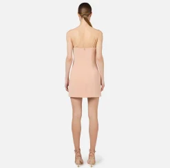 Elisabetta Franchi Mini Dresses|Dresses|Mini-dress in cool wool with lace PeachRose