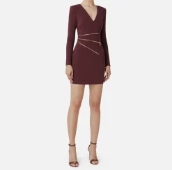 Elisabetta Franchi Mini Dresses|Dresses|Mini-dress in crêpe fabric with zip RougeNoir