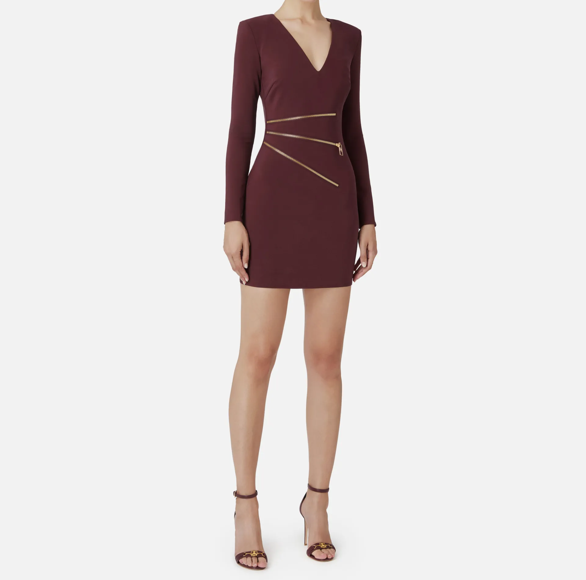 Elisabetta Franchi Mini Dresses|Dresses|Mini-dress in crêpe fabric with zip RougeNoir