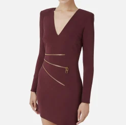 Elisabetta Franchi Mini Dresses|Dresses|Mini-dress in crêpe fabric with zip RougeNoir