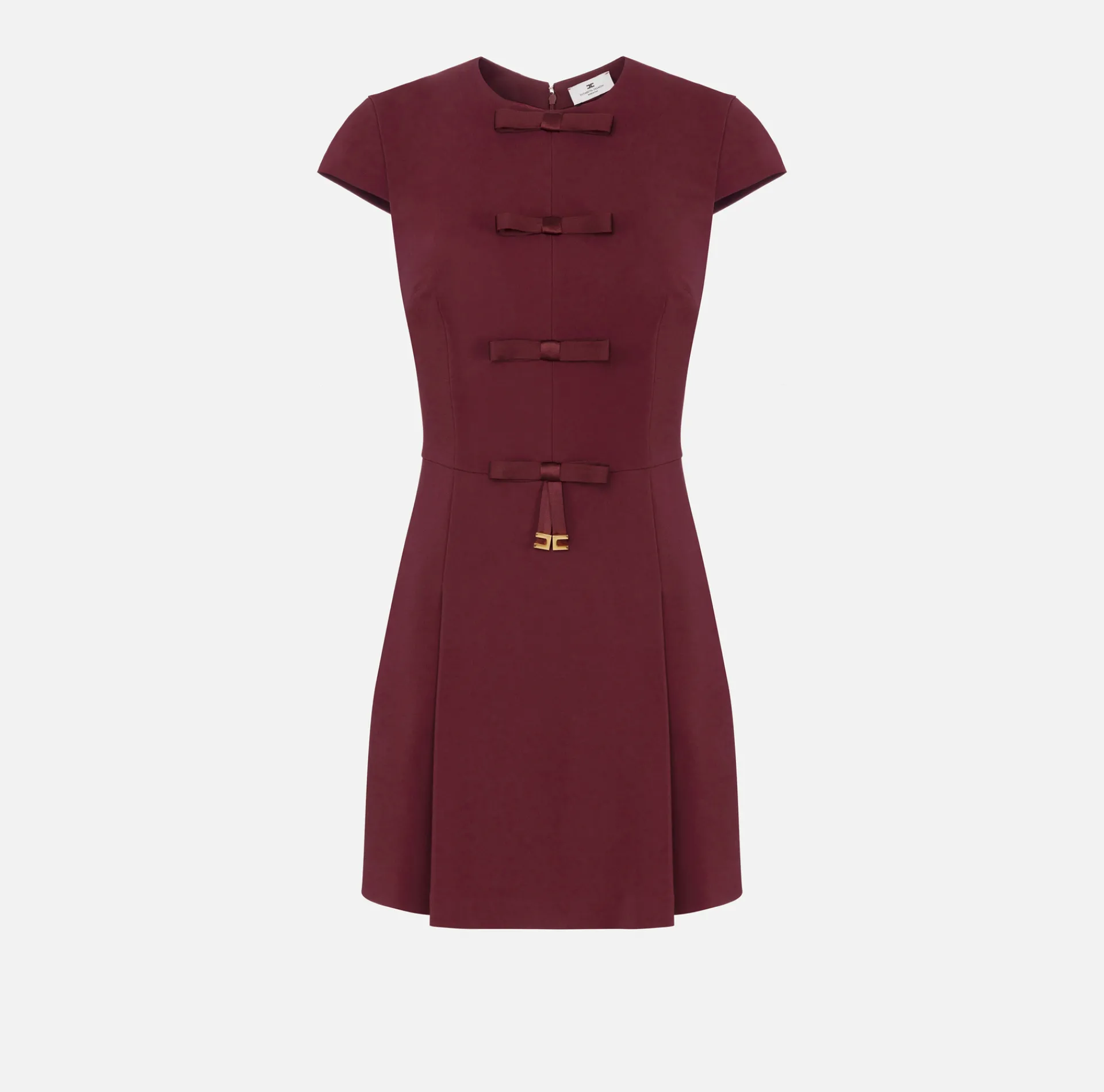 Elisabetta Franchi Mini Dresses|Dresses|Mini-dress in crêpe fabric with satin bows RougeNoir