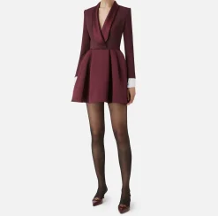 Elisabetta Franchi Mini Dresses|Dresses|Mini-dress in crêpe fabric with satin lapels RougeNoir