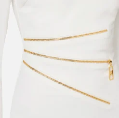 Elisabetta Franchi Mini Dresses|Dresses|Mini-dress in crêpe fabric with zip Ivory