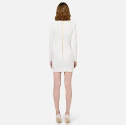 Elisabetta Franchi Mini Dresses|Dresses|Mini-dress in crêpe fabric with zip Ivory