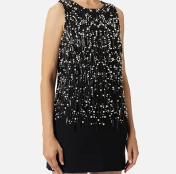 Elisabetta Franchi Mini Dresses|Dresses|Mini-dress in embroidered crêpe fabric Black