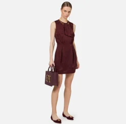 Elisabetta Franchi Mini Dresses|Dresses|Mini-dress in jacquard crêpe fabric with lettering RougeNoir