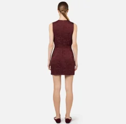 Elisabetta Franchi Mini Dresses|Dresses|Mini-dress in jacquard crêpe fabric with lettering RougeNoir