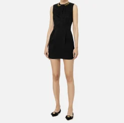 Elisabetta Franchi Mini Dresses|Dresses|Mini-dress in jacquard crêpe fabric with lettering Black