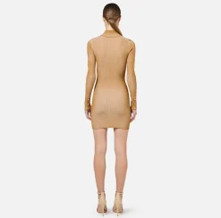 Elisabetta Franchi Dresses|Knitted Dresses|Mini-dress in ribbed viscose fabric with cut-out