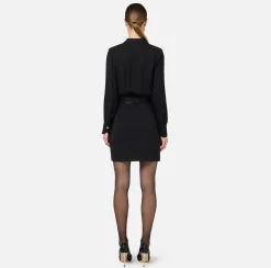 Elisabetta Franchi Mini Dresses|Dresses|Mini-dress with crossover shirt and skirt with pockets Black