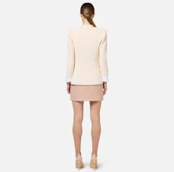 Elisabetta Franchi Skirts|Miniskirt in laminated tweed with logo accessory PeachRose