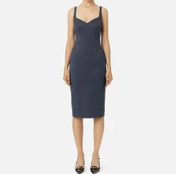 Elisabetta Franchi Midi Dresses|Sheath Dresses|Mélange cool wool midi dress Navy