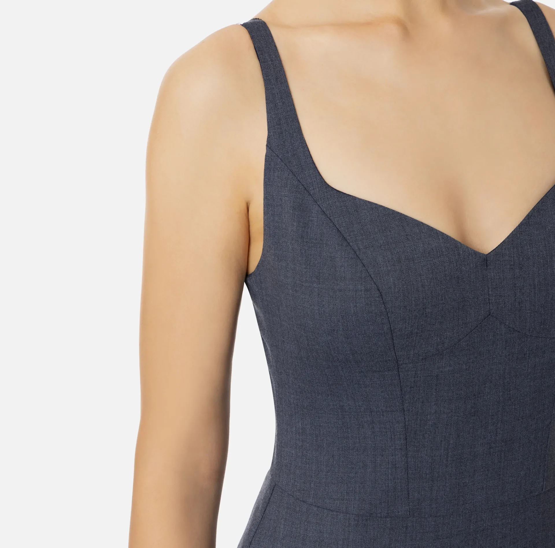 Elisabetta Franchi Midi Dresses|Sheath Dresses|Mélange cool wool midi dress Navy
