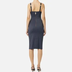 Elisabetta Franchi Midi Dresses|Sheath Dresses|Mélange cool wool midi dress Navy