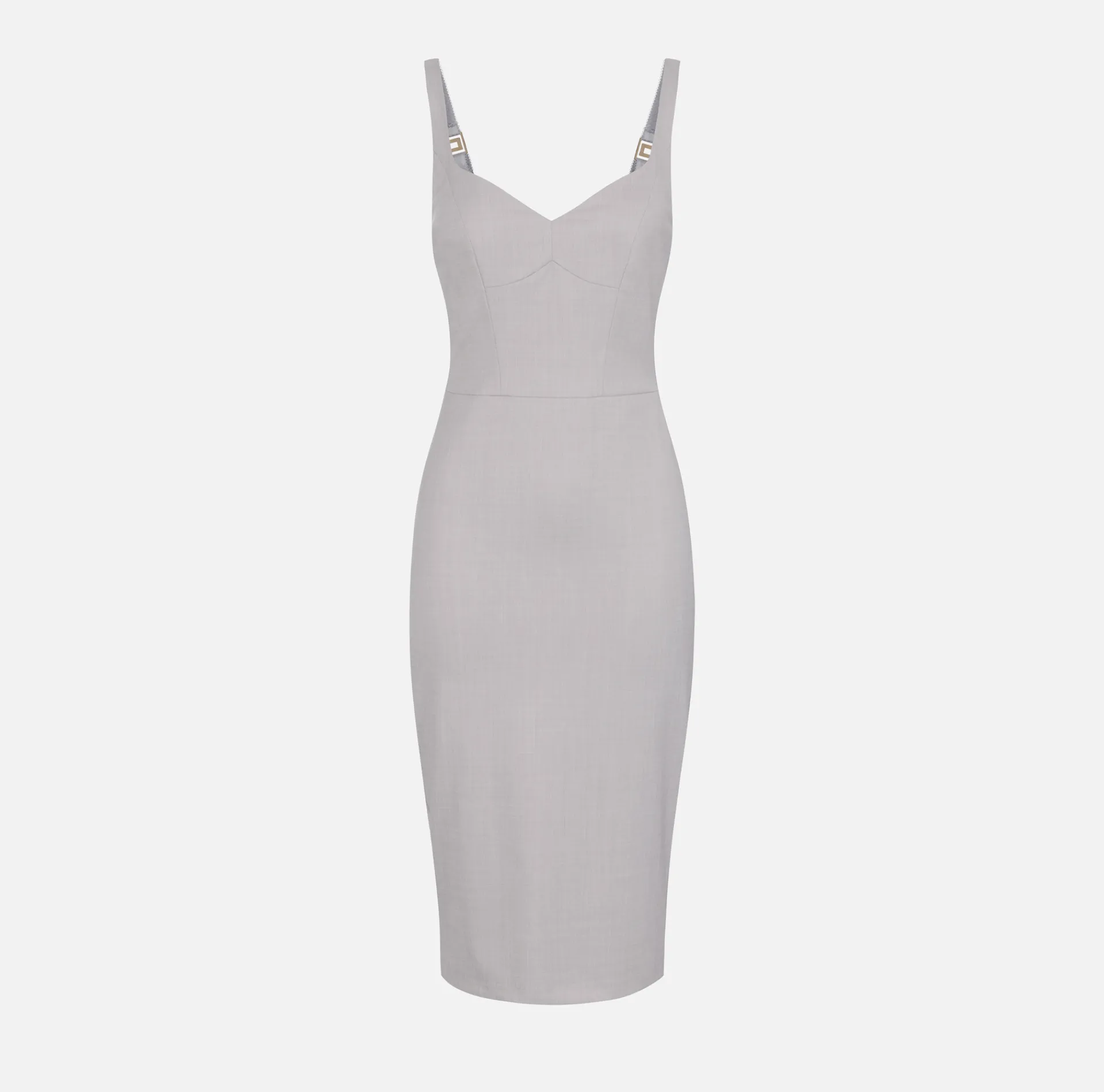 Elisabetta Franchi Midi Dresses|Sheath Dresses|Mélange cool wool midi dress Pearl