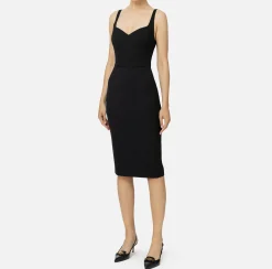 Elisabetta Franchi Midi Dresses|Sheath Dresses|Mélange cool wool midi dress Black