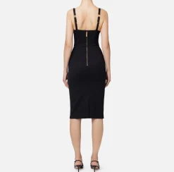 Elisabetta Franchi Midi Dresses|Sheath Dresses|Mélange cool wool midi dress Black