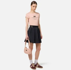 Elisabetta Franchi Top And T-Shirts|Modal jersey T-shirt with logo print PeachRose