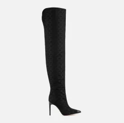 Elisabetta Franchi Boots|Monogram Cuissardes Black