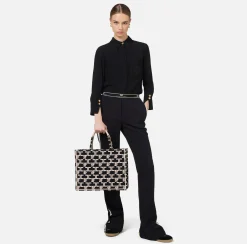 Elisabetta Franchi Handbags|Monogram Tote Medium Black/Butter
