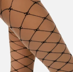 Elisabetta Franchi Stockings And Tights|Monogram-Patterned Tights Nude/Black