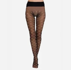 Elisabetta Franchi Stockings And Tights|Monogram-Patterned Tights Black/Butter