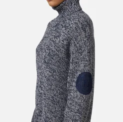 Elisabetta Franchi Knitwear And Sweatshirts|Mouliné viscose turtleneck with logo patch Navy/Latex