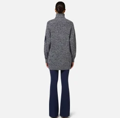 Elisabetta Franchi Knitwear And Sweatshirts|Mouliné viscose turtleneck with logo patch Navy/Latex