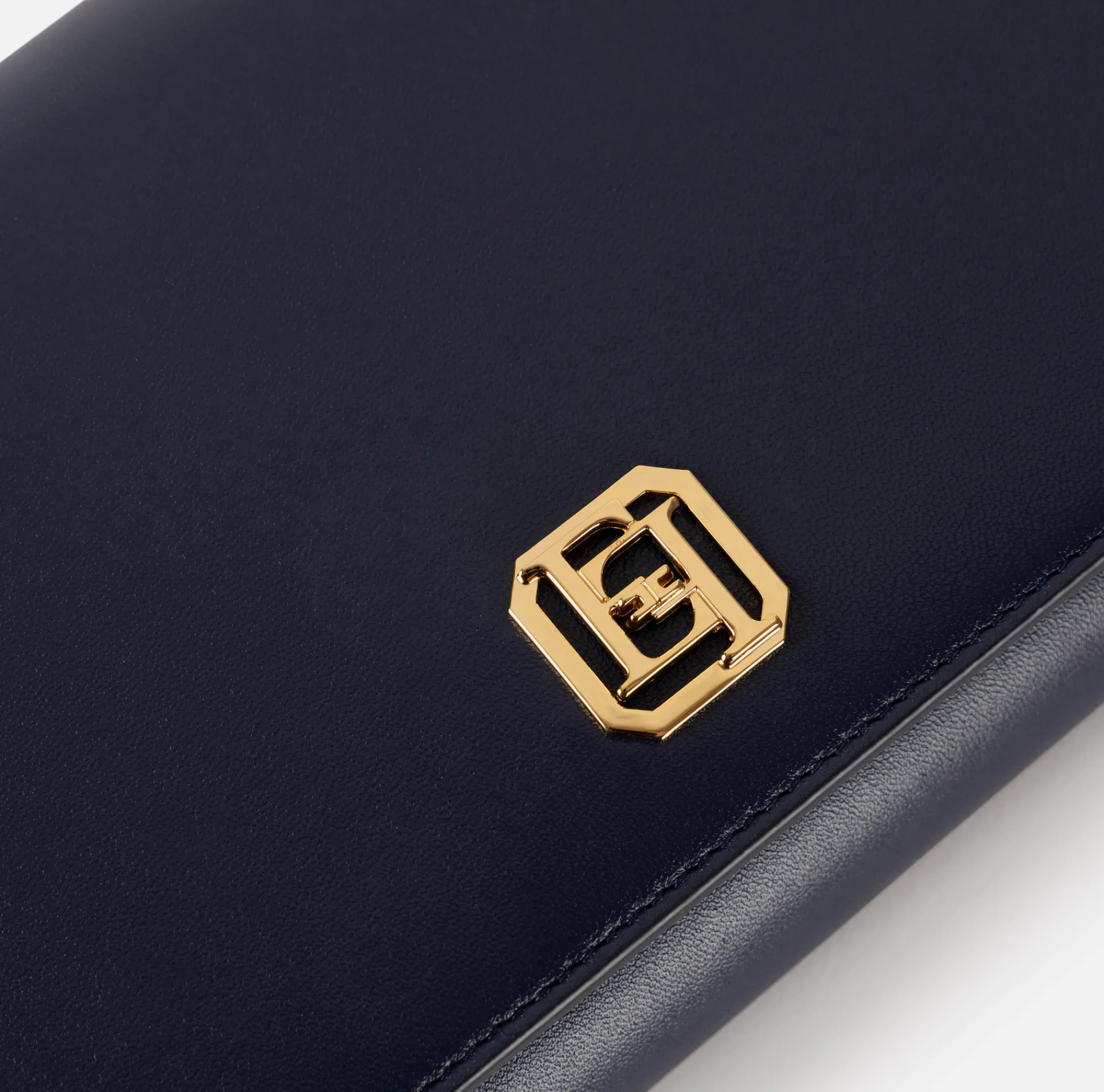 Elisabetta Franchi Strap Bags|Nappa leather baguette bag with logo turn-lock Navy