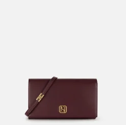 Elisabetta Franchi Strap Bags|Nappa leather baguette bag with logo turn-lock RougeNoir