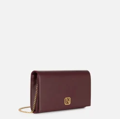 Elisabetta Franchi Strap Bags|Nappa leather baguette bag with logo turn-lock RougeNoir