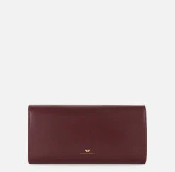 Elisabetta Franchi Clutch|Nappa leather baguette clutch bag with embossed logo RougeNoir