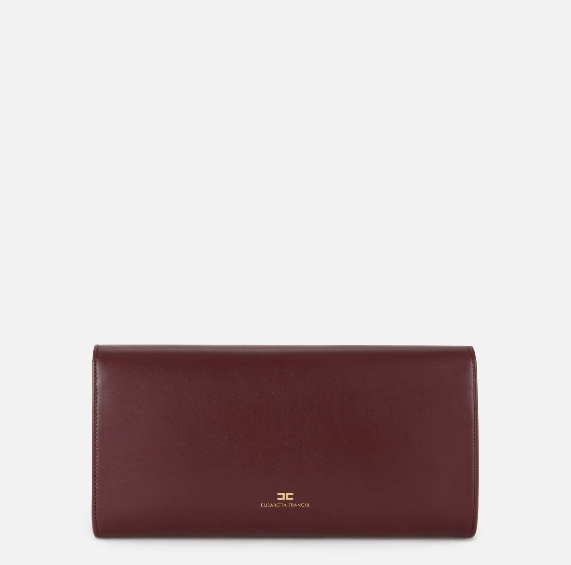 Elisabetta Franchi Clutch|Nappa leather baguette clutch bag with embossed logo RougeNoir