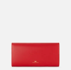 Elisabetta Franchi Clutch|Nappa leather baguette clutch bag with embossed logo RedPassion