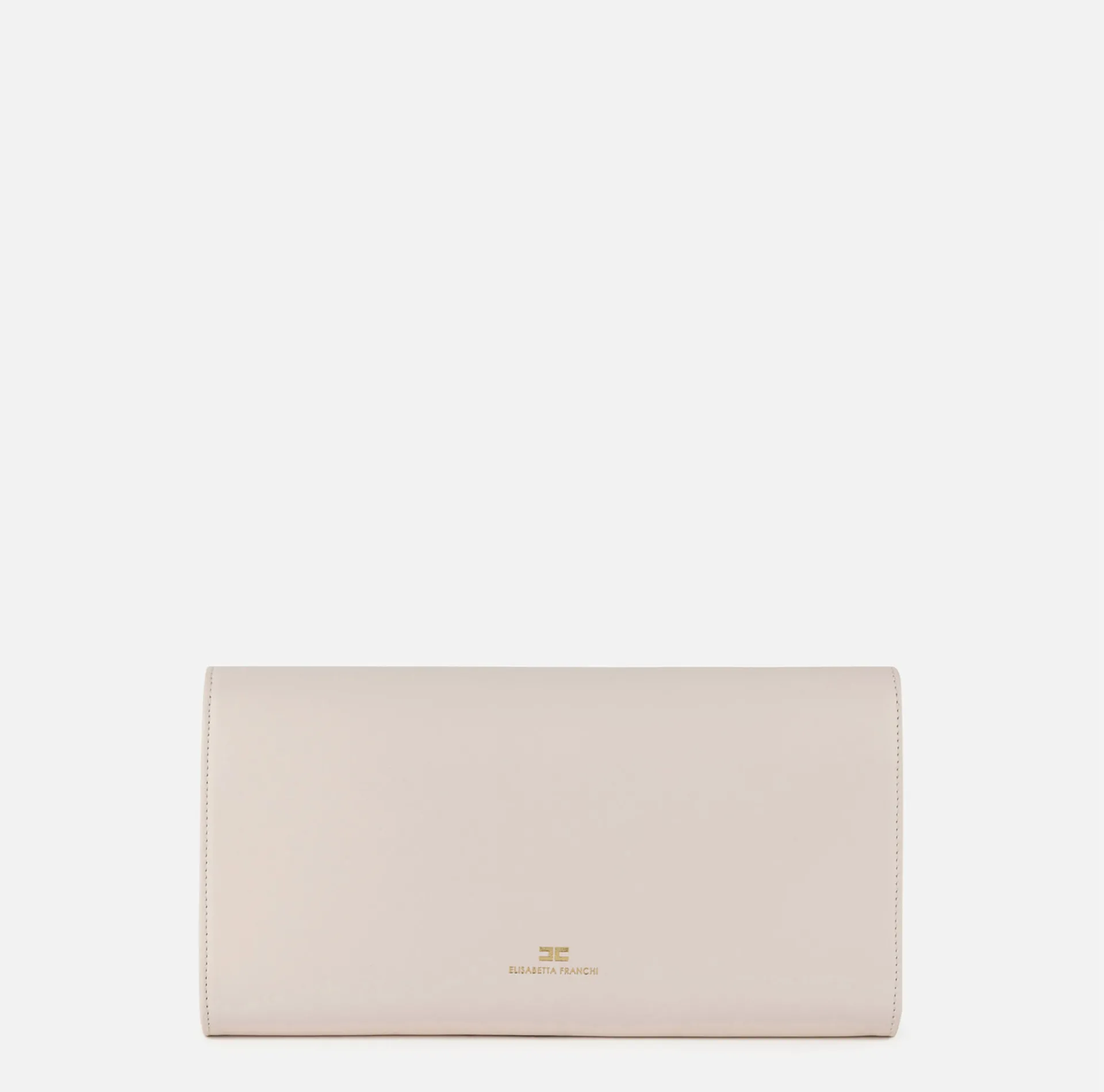 Elisabetta Franchi Clutch|Nappa leather baguette clutch bag with embossed logo Butter