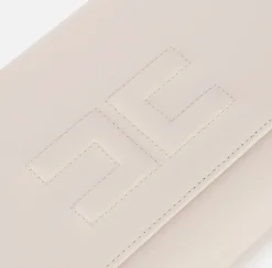 Elisabetta Franchi Clutch|Nappa leather baguette clutch bag with embossed logo Butter