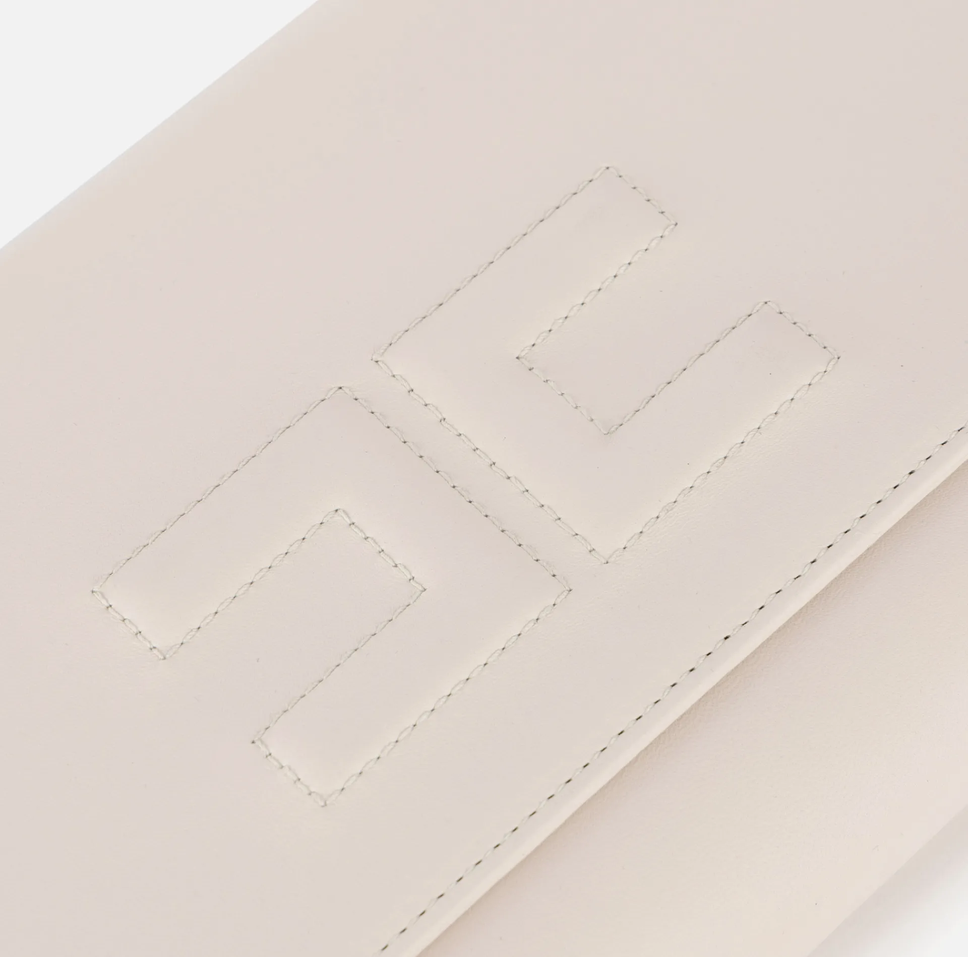 Elisabetta Franchi Clutch|Nappa leather baguette clutch bag with embossed logo Butter