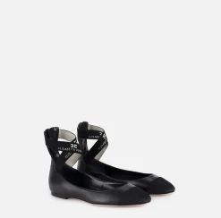 Elisabetta Franchi Sneakers & Flat Shoes|Nappa leather flats with jacquard elastics Black/Black