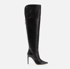 Elisabetta Franchi Boots|Nappa leather over-the-knee boots with narrow heels Black