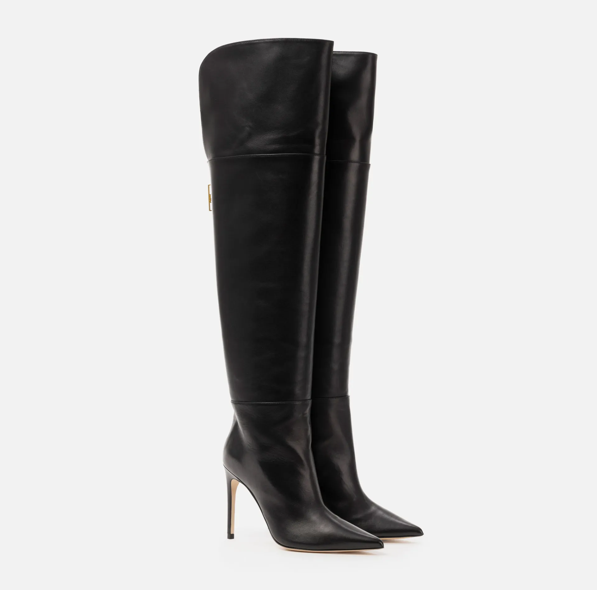 Elisabetta Franchi Boots|Nappa leather over-the-knee boots with narrow heels Black
