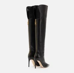Elisabetta Franchi Boots|Nappa leather over-the-knee boots with narrow heels Black