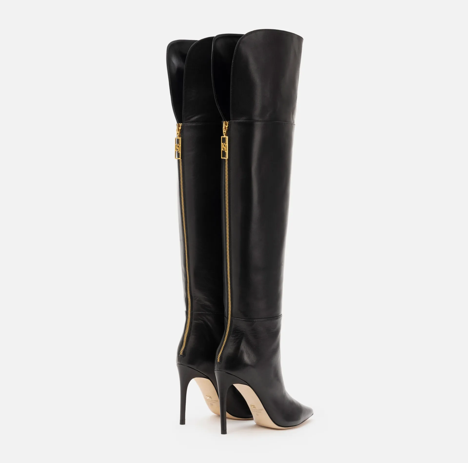 Elisabetta Franchi Boots|Nappa leather over-the-knee boots with narrow heels Black