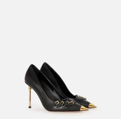 Elisabetta Franchi Pumps|Nappa leather pump with straps Black